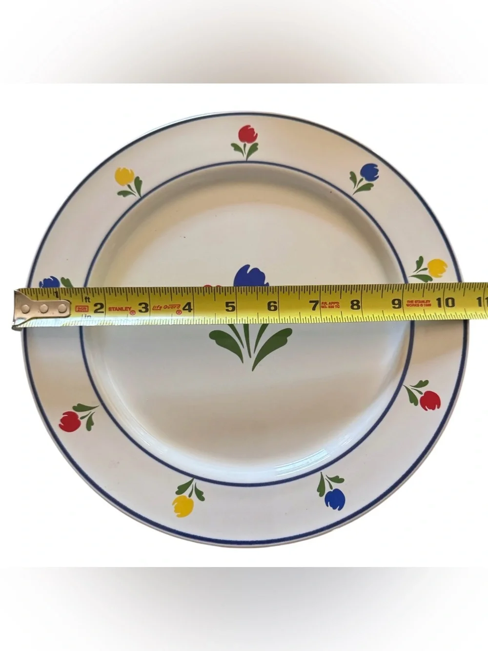 Vintage Tulip Time Stoneware Floral Dinner Plates Set of 4 Cottagecore